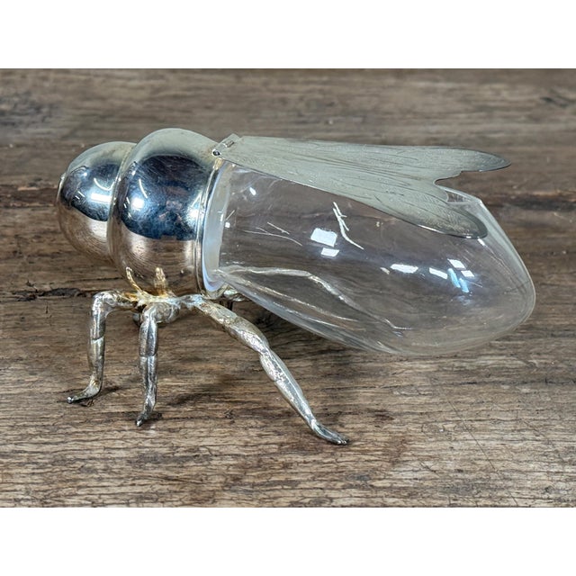 Late 20th Century Godinger Silverplate Bee Trinket Box With Glass Body Hinged Wings For Sale - Image 5 of 7