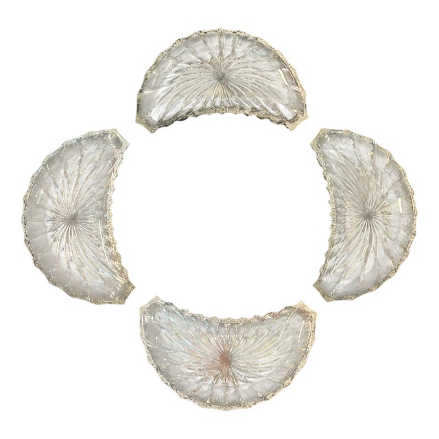 Vintage Crystal Centerpiece attributed to Baccarat, 1940s, Set of 4 For Sale