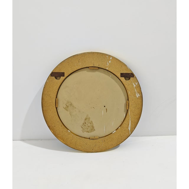 Vintage Circular Wall Mirror in Cobalt Blue Glass and Brass from Cristal Art, 1950s For Sale - Image 11 of 12