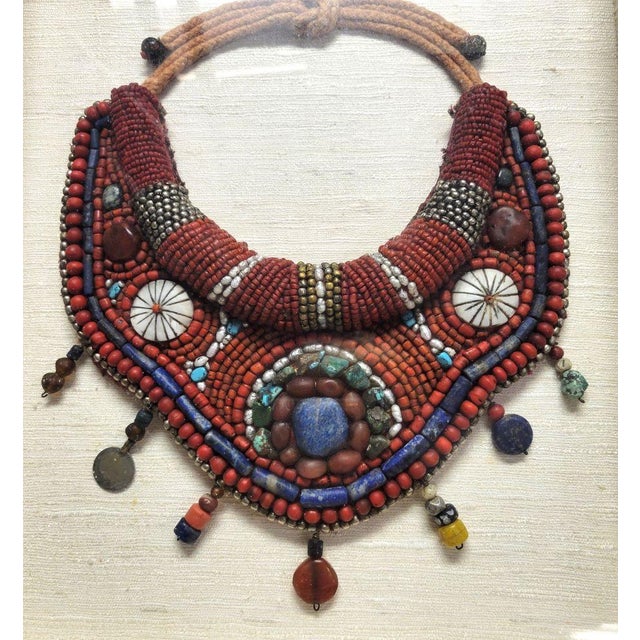 Framed Tibetan Ladakh Coral Turquoise and Pearl Necklace For Sale - Image 11 of 11