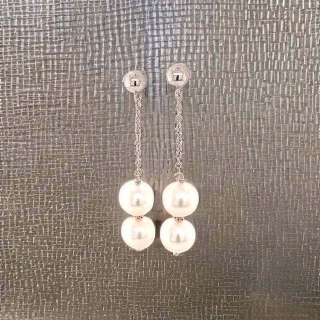 Akoya Pearl Earrings 14k White Gold Certified For Sale - Image 12 of 13