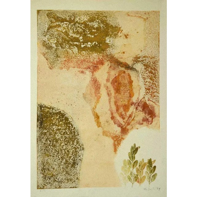 Composition is an original colored etching artwork on cardboard realized by Leo Guida in 1971. Hand-signed in pencil and...