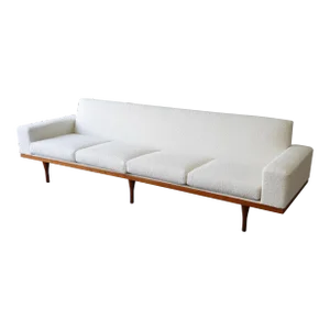 1960s Exl Mid Century Danish Modern Illum Wikkelsø Boucle Teak Sofa