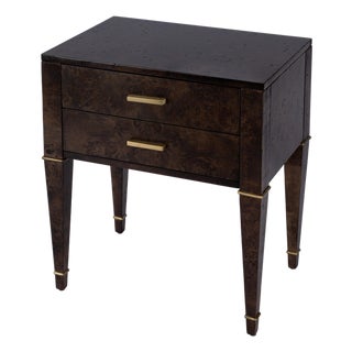 Kai 24 in. W Rectangular Burl Wood 2 Drawer End Table, Dark Burl For Sale