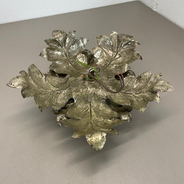 Florentiner Silvered Metal Leaf Theatre Ceiling Light, Italy, 1950s For Sale - Image 16 of 17