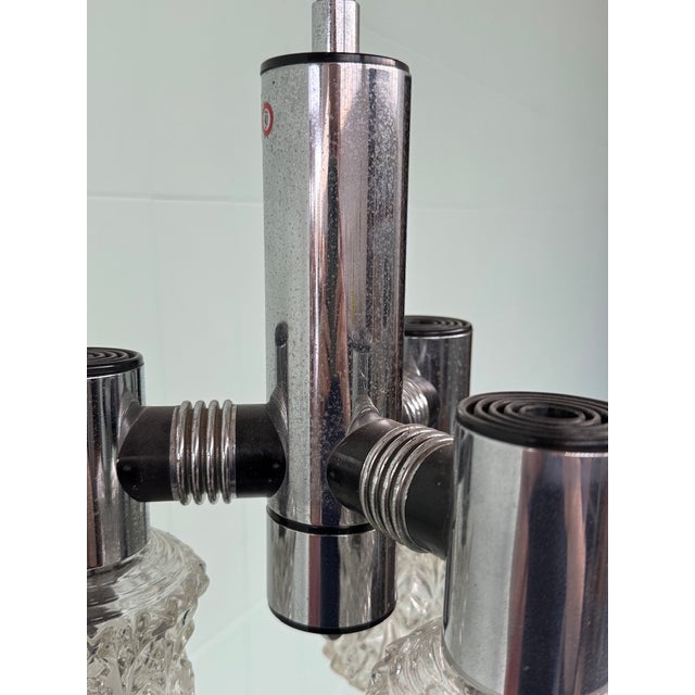 Italian Pendant Light in Glass and Steel from Targetti, 1970s For Sale - Image 12 of 18