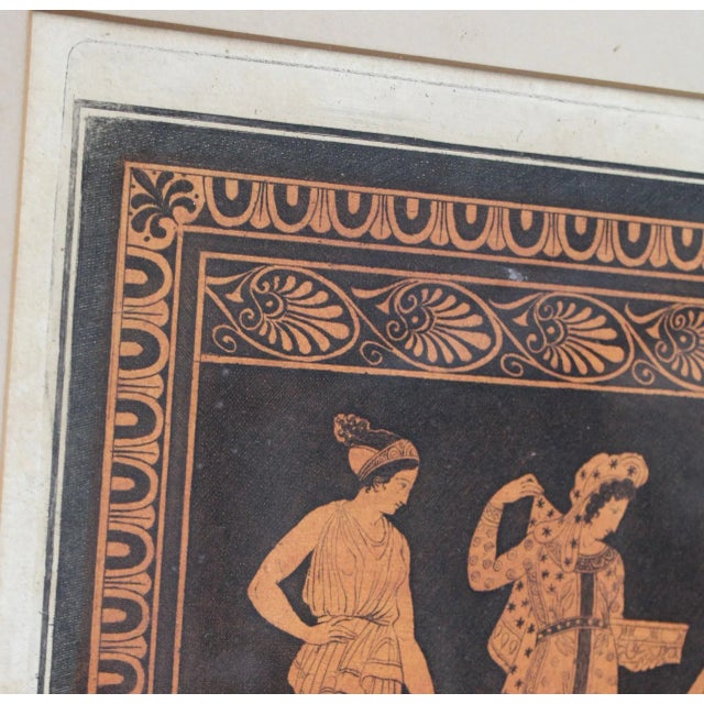 18th Century Antique 18th Century Neoclassical Print Aquatint Engraving in Black & Terra-Cotta Ink by Sir William Hamilton Taken From Greek & Etruscan Vases For Sale - Image 5 of 7