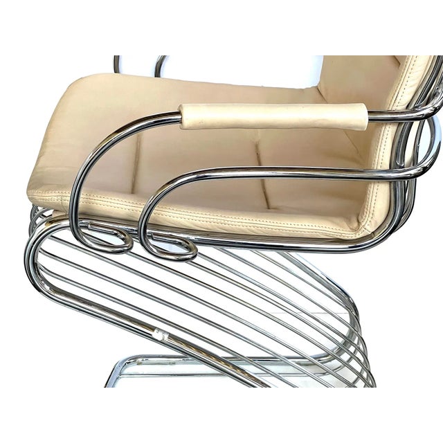 1970s Set of Four Gastone Rinaldi for Rima Tubular Chrome Cantilever Arm Chairs For Sale In San Francisco - Image 6 of 8
