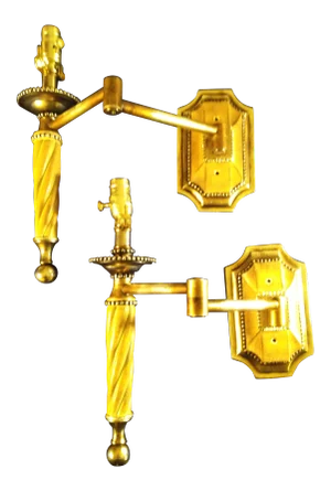 1970s Hollywood Regency Swing Arm Wall Sconces - a Pair