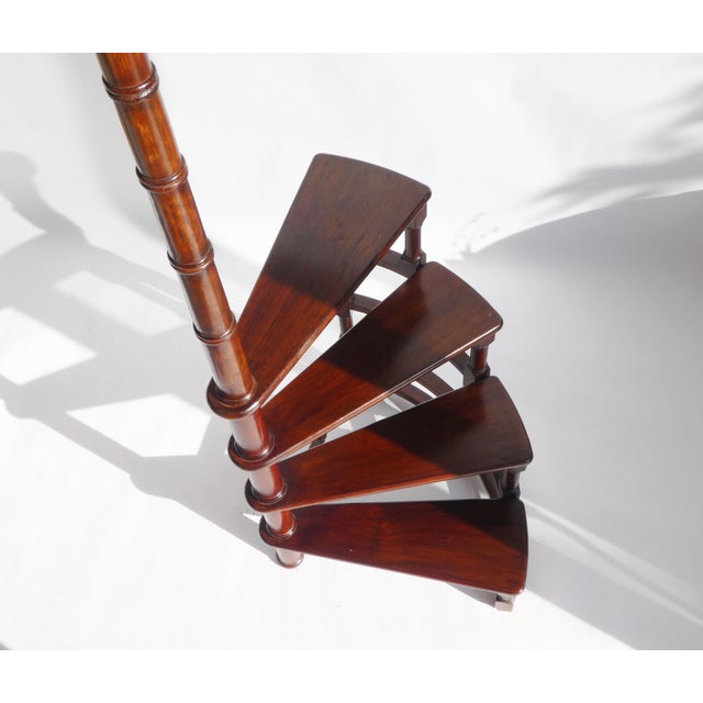 Large Vintage Spiral Bookcase Ladder in Mahogany For Sale - Image 5 of 10