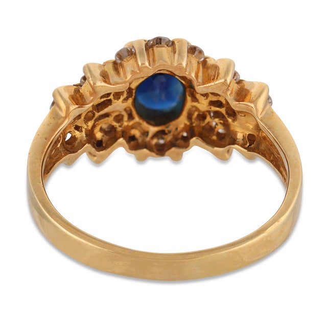 Vintage Sapphire Diamond 18k Yellow Gold Ring, Size 6 For Sale In Los Angeles - Image 6 of 6