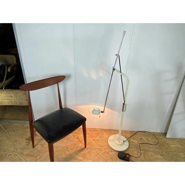 Vintage Chromed and White Metal Up-Light Floor Lamp, 1970s For Sale - Image 10 of 13