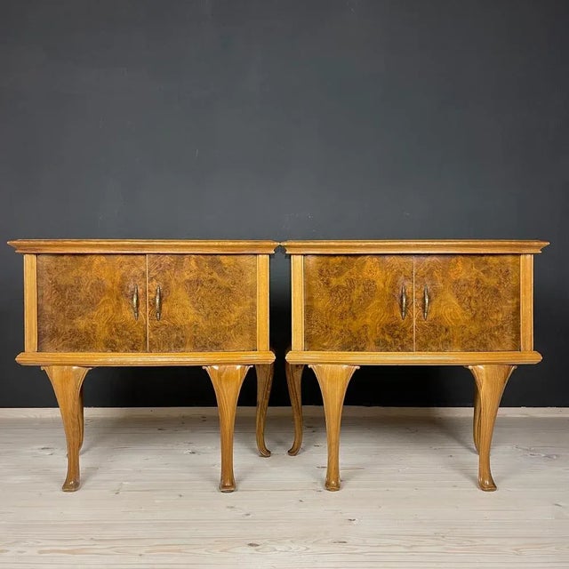 Vintage Wood Nightstands, Italy, 1950s, Set of 2 For Sale - Image 13 of 13