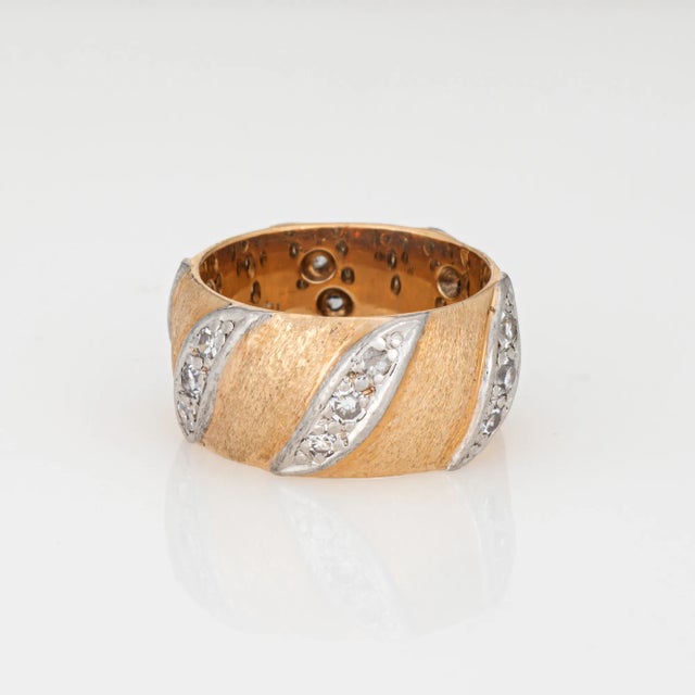 60s Vintage Diamond Band Sz 5 Wedding Ring 14k Yellow Gold Stacking Jewelry For Sale - Image 4 of 5