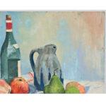 French Vintage Still Life Painting on Board For Sale - Image 4 of 9