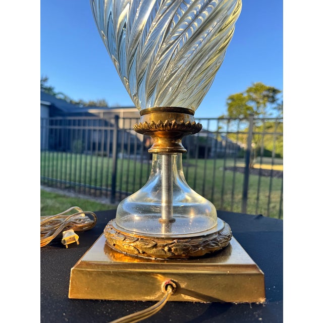 1970s Vintage Marbro Venetian Murano Swirl Glass Table Lamp For Sale - Image 5 of 17