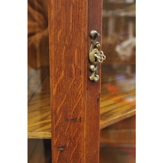 Brown Antique Victorian Renaissance Oak Glass Door Carved Curio Corner China Cabinet For Sale - Image 8 of 12