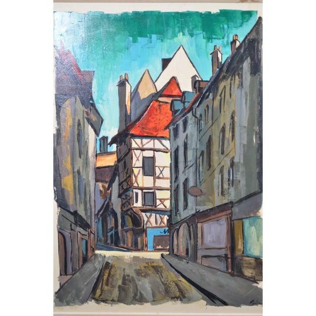 1960s Juilaud (20th-Century French Artist) Mid-Century Street Scene With Half-Timbered House For Sale - Image 6 of 13