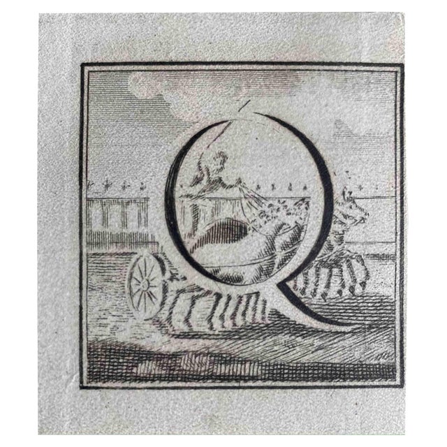 Carlo Nolli, Antiquities of Herculaneum, Letter of the Alphabet Q, Etching, 18th Century For Sale
