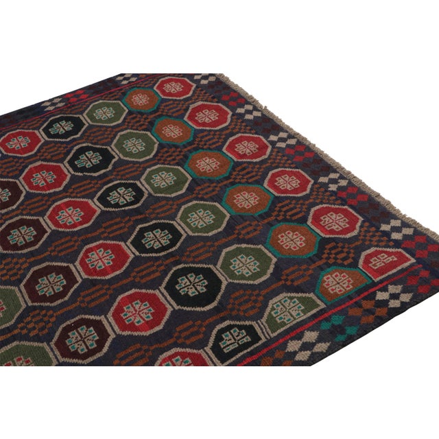 Rug & Kilim’s Baluch Tribal Rug in Brown With Colorful Hexagon Patterns For Sale In New York - Image 6 of 7