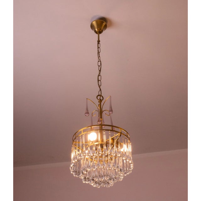 1960s The White Crown, Murano Chandelier White and Purple Drops, 1960s For Sale - Image 5 of 13