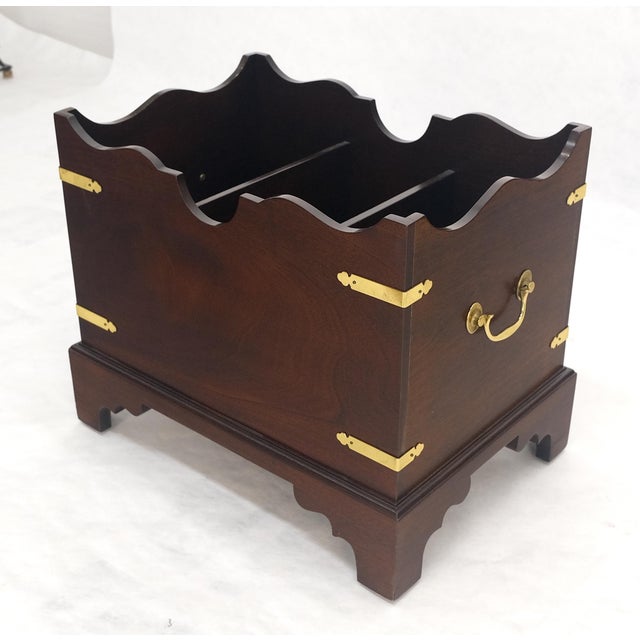 Large Chippendale Campaign Style Mahogany Brass Magazine Rack c1970s MINT For Sale - Image 10 of 14