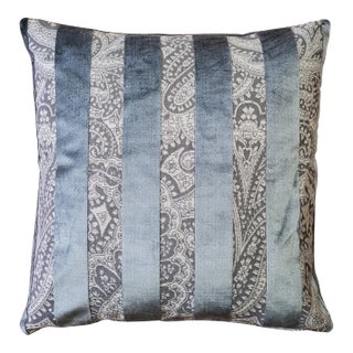 Robert Aluminum Stripe Velvet Pillow 22x22 For Sale