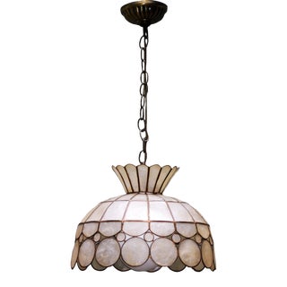 Vintage Capiz Shell Hanging Light Pendant Lamp Chandelier Ceiling Light For Sale