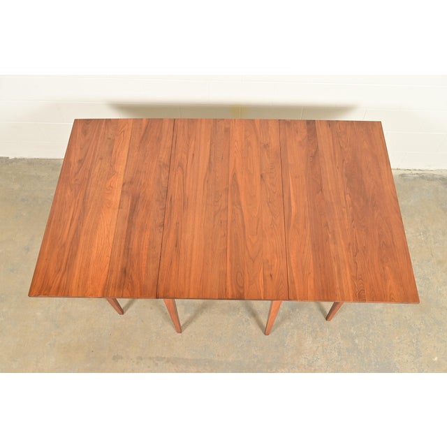 1960s Henkel Harris Federal Solid Walnut Drop Leaf Dining Table, Circa 1960s For Sale - Image 5 of 13