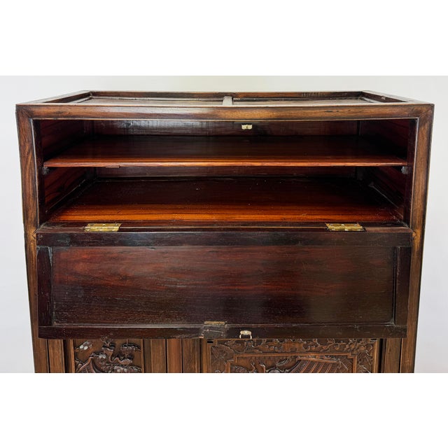Wood Early 20th C Asian Carved Rosewood Curio Cabinet For Sale - Image 7 of 12