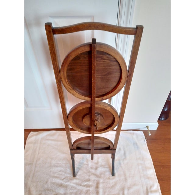 1920s Vintage 1920's Wooden Folding 3 Tier Pie and Cake Stand For Sale - Image 5 of 7