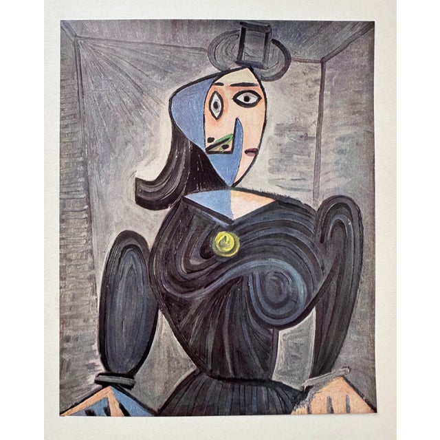 Pablo Picasso Vintage Pablo Picasso Limited Edition Print Femme en Costume Noir (Woman in Black Dress or Buste De Femme en Noir) 1950 Cubist Portrait For Sale - Image 4 of 10