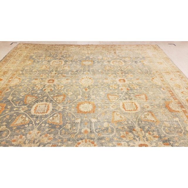 Late 19th Century Antique Tabriz Carpet, Handmade Carpet, Light Blue, Soft Saffron and Ivory For Sale - Image 5 of 13