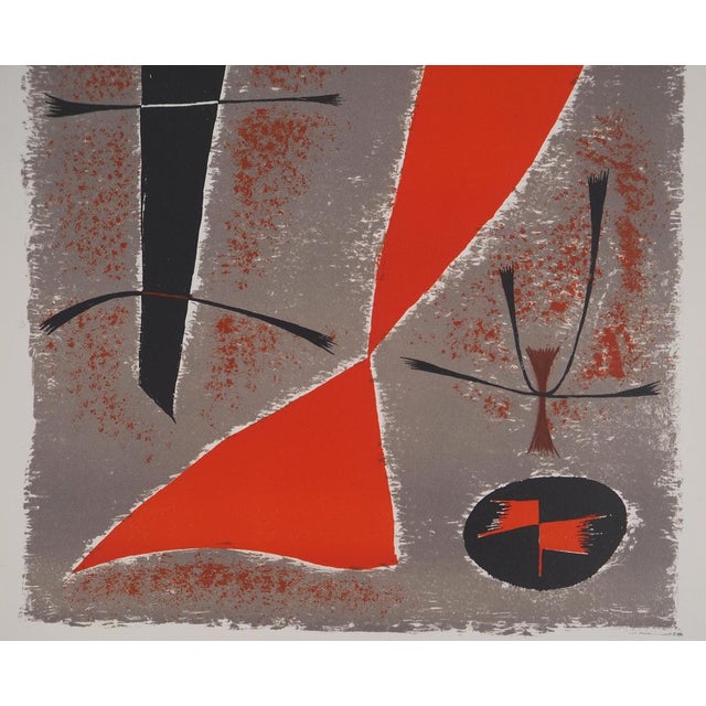 Modern Gustave Singier, Abstract Landscape, 1955, Original Lithograph For Sale - Image 3 of 7