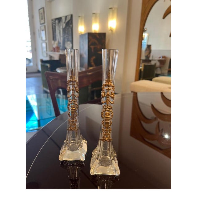 Late 19th Century Single Flower Vases attributed to Baccarat, 1890s, Set of 2 For Sale - Image 5 of 9