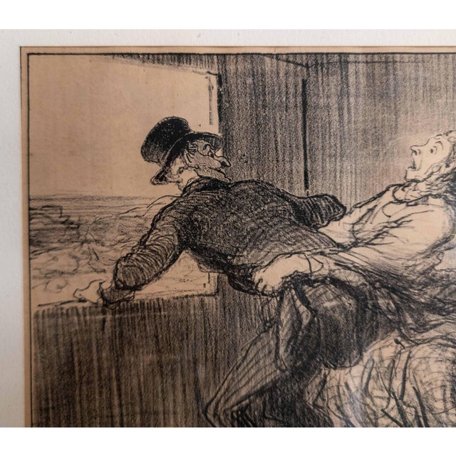 Glass 19th Century French Lithograph Print "En Chemin De Fer" by Honore Daumier For Sale - Image 7 of 15