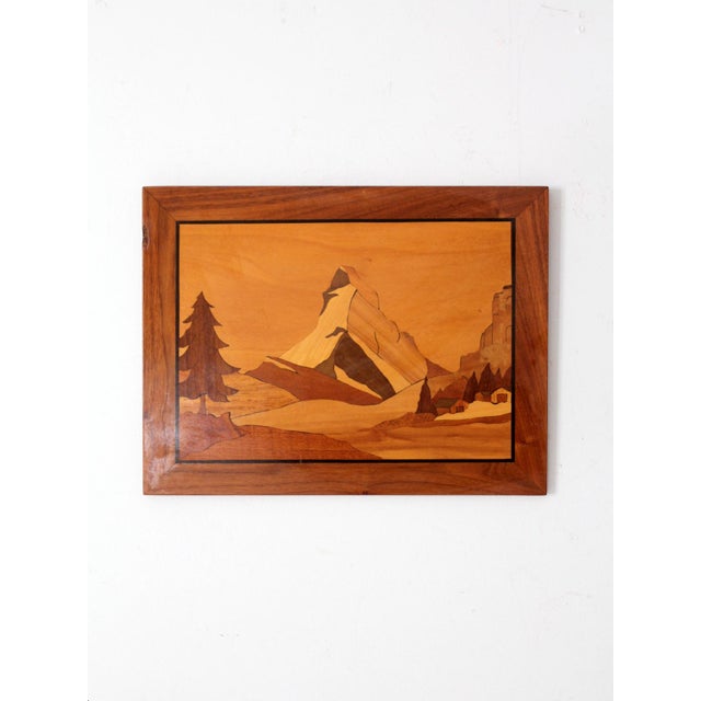 Mid-Century Modern Vintage Hand-Crafted Marquetry Art For Sale - Image 3 of 8