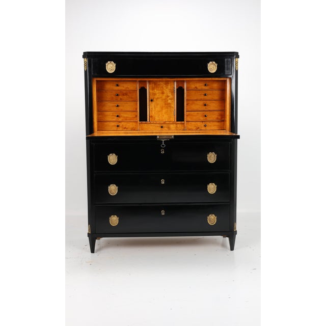 Antique Swedish Ebonized Secretaire, 1850 For Sale - Image 6 of 18