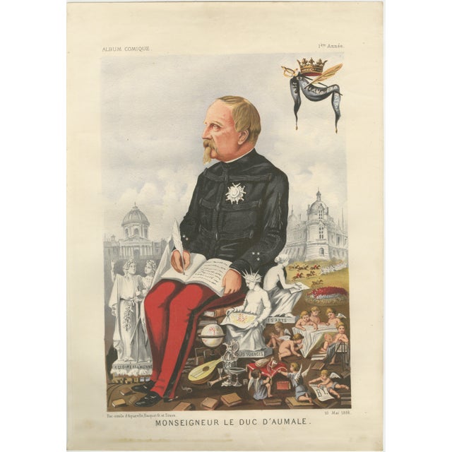 Monseigneur le Duc d’Aumale, French Belle Époque Satirical Chromolithograph, Album Comique, 1884 This richly detailed...