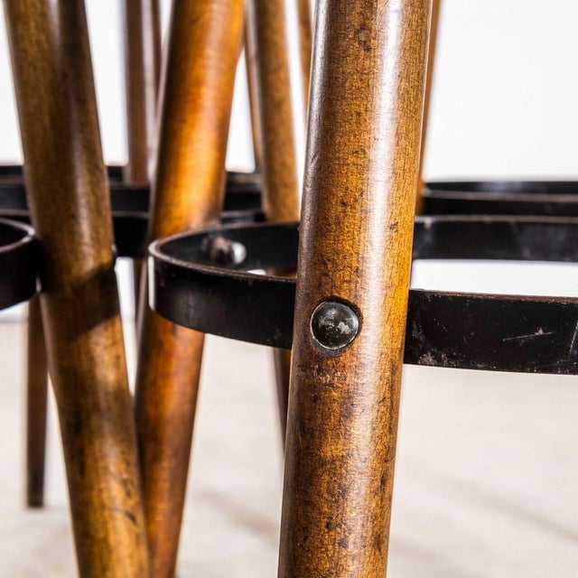 Bar Stools with Metal Ring, 1960s, Set of 6 For Sale - Image 4 of 11