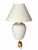 Contemporary 1980s White Textured Urn Table Lamp With Raised Bands and Cream Empire Shade For Sale - Image 3 of 9