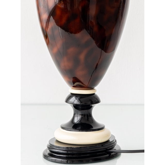 Faux Tortoiseshell Glazed Ceramic Table Lamp, France, 1970s For Sale - Image 4 of 18