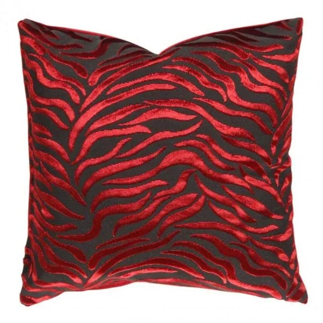 Tigre Pillow, Red & Black For Sale - Image 4 of 4