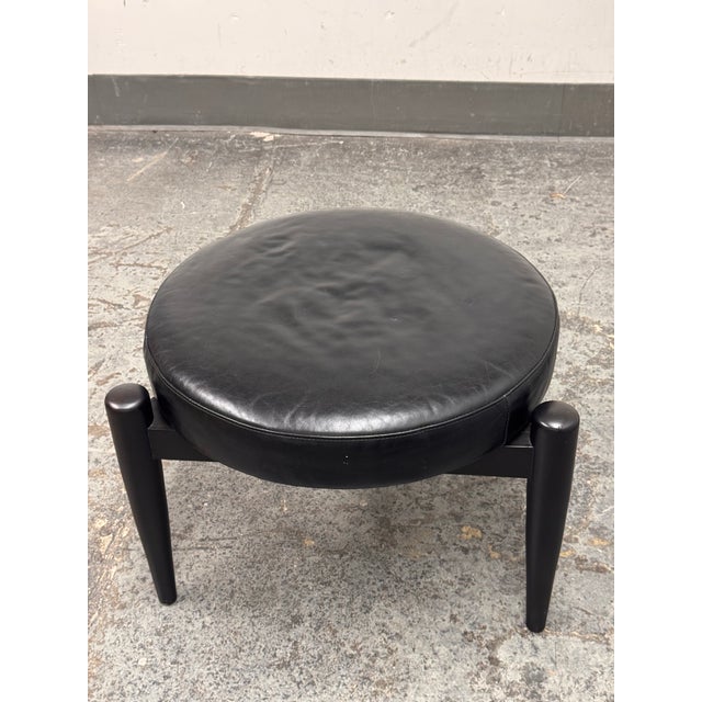 Animal Skin Room & Board Murphy Leather Ottoman For Sale - Image 7 of 12