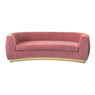 Contemporary ModShop Custom Coral Velvet Curved Sofa For Sale
