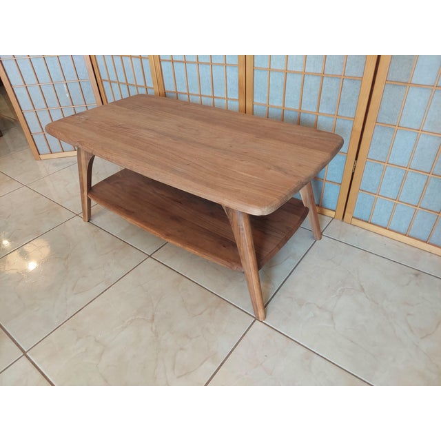 Heywood Wakefield Style Coffee Table With Lower Shelf 1950s For Sale - Image 4 of 11