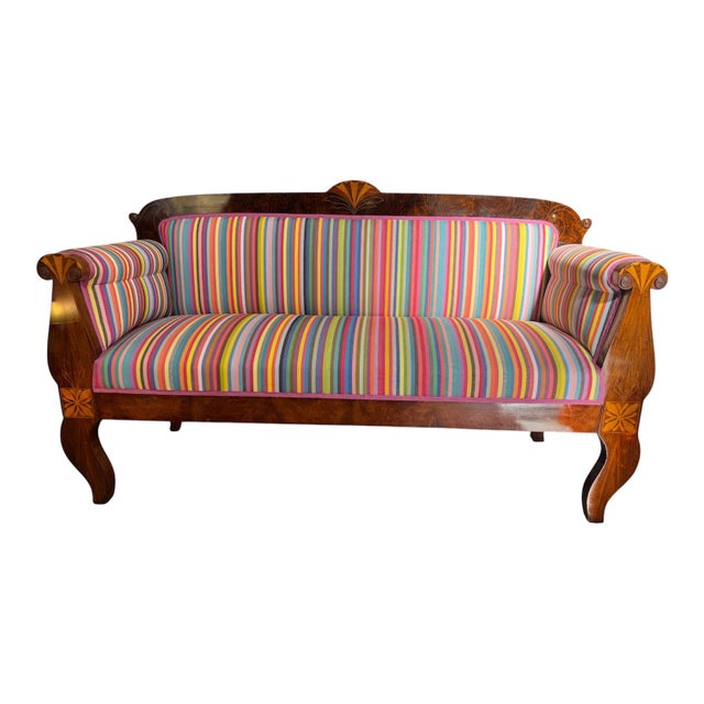 Wood Biedermeier Striped Bench, 1825 For Sale - Image 7 of 7