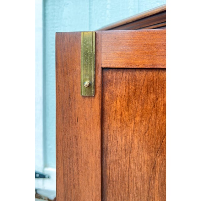 1974 Henkel Harris Solid Wild Black Cherry Raised Panel Console Cabinet With Key For Sale - Image 9 of 12