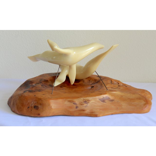 Vintage Mid-Century Modern John Perry Style Pellucida Seals on Burlwood Sculpture For Sale - Image 15 of 17