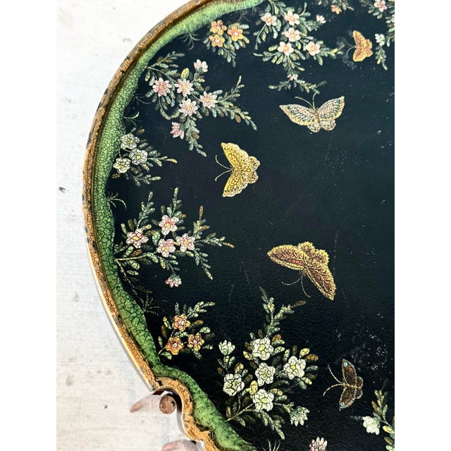 1990s Ardley Hall Vintage Regency Style Painted Tray Coffee Table With Iron Base. For Sale In Miami - Image 6 of 6